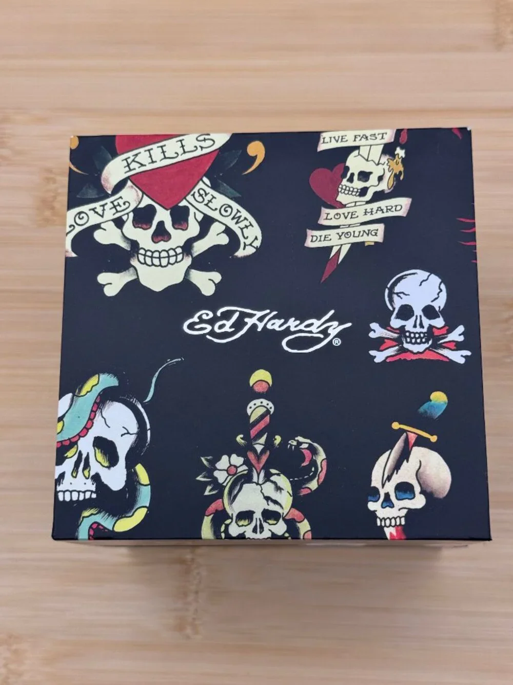 Ed Hardy Men's Oversized Black Watch Exposed Gear Style Dial Silver